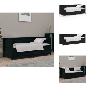 vidaXL Slaapbank - Slaapbanken - Bedbank - Bed - Slaapbank 90x190 cm massief grenenhout zwart