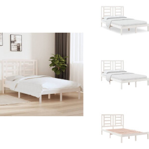 vidaXL Bedframe - Bedframes - Bed - Bedbodem - Bedframe zonder matras massief grenenhout wit 120x200 cm