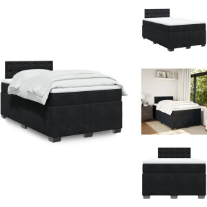 vidaXL Boxspringbed - Boxspringbedden - Boxspring - Bed - Boxspring met matras fluweel zwart 120x200 cm