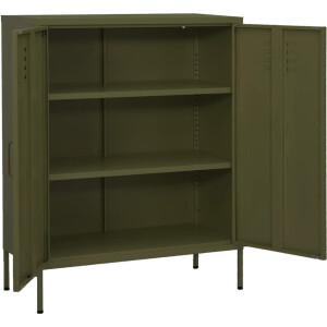 vidaXL Opbergkast - Staal - 80x35x101,5 cm - Olijfgroen Opslagruimte - Dressoir - Zijkast - Olijfgroene Kast - Metalen Kast