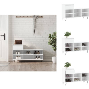 vidaXL Schoenenrek - Schoenenrekken - Opbergrek Voor Schoenen - Schoenenstellage - Schoenenkast 102x36x60 cm bewerkt hout wit