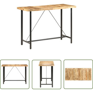 vidaXL Industrieel Meubilair - Bartafel - Bartafel 150x70x107 cm ruw mangohout - Mangohouten Tafel - Metalen Tafelpoten - Bruine Tafel