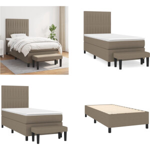 vidaXL Boxspring met matras stof taupe 80x200 cm - Boxspring - Boxsprings - Pocketveringbed - Bed