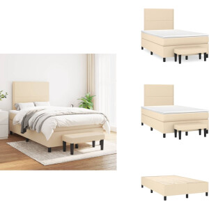 vidaXL Boxspring - Boxsprings - Pocketveringbed - Bed - Boxspring met matras stof crèmekleurig 120x200 cm