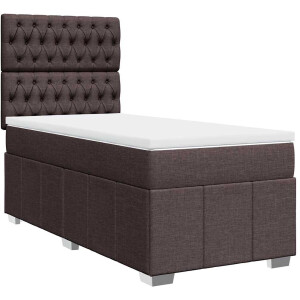 vidaXL - Boxspring - met - matras - stof - donkerbruin - 90x200 - cm