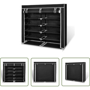 vidaXL Schoenenkisten - Schoenenkast - Schoenenkast met hoes 115x28x110 stof zwart - Schoenen Organisatie - Opslag Oplossing - Entree Meubilair
