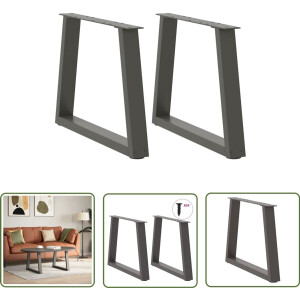 vidaXL V-vormige Poten - Eettafelpoten - Salontafelpoten 2 st V-vormig 60x(42-43,3) cm staal antraciet - Metalen Poten - Eettafel Onderstel - Salontafels
