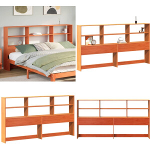vidaXL Hoofdbord met opbergruimte 180 cm massief grenenhout wasbruin - Hoofdbord - Hoofdborden - Bed Hoofdbord - Bedhoofdbord