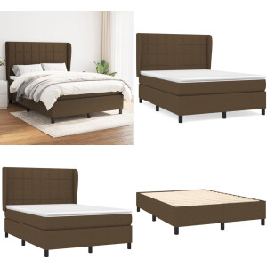 vidaXL Boxspring met matras stof donkerbruin 140x200 cm - Boxspring - Boxsprings - Bed - Slaapmeubel