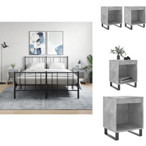 vidaXL Nachtkastje - Nachtkastjes - Bijzettafel - Wandkastje - Nachtkastjes 2 st 40x35x50 cm bewerkt hout betongrijs