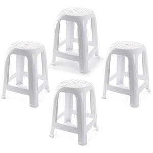 Plasticforte Zit krukjes - 4x - wit - kunststof - 37 x 37 x 46 cm - extra zitplaatsen
