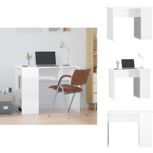 vidaXL Bureau - Bureaus - Laptoptafel - Computertafel - Bureau 100x55x75 cm bewerkt hout hoogglans wit