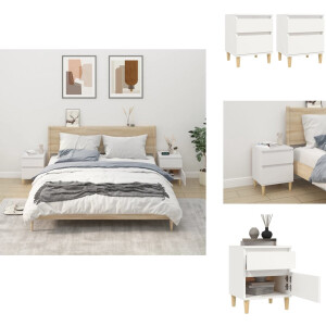 vidaXL Nachtkastje - Nachtkastjes - Houten Nachtkastje - Slaapkamerkast - Nachtkastjes 2 st 40x35x50 cm wit