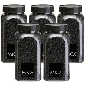 Mica Decorations decoratie stenen/granulaat - 5x - 650ml - zwart - hobby steentjes