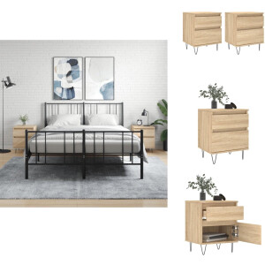 vidaXL Nachtkastje - Nachtkastjes - Bijzettafel - Wandkastje - Nachtkastjes 2 st 40x35x50 cm sonoma eikenkleurig