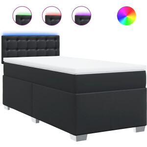 vidaXL - Boxspring - met - matras - kunstleer - zwart - 100x200 - cm