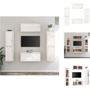 vidaXL Tv-kast - Tv-kasten - Tv-meubel - Hifi-meubel - Tv-meubelen 6 st massief grenenhout wit