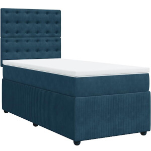 vidaXL - Boxspring - met - matras - fluweel - donkerblauw - 100x200 - cm