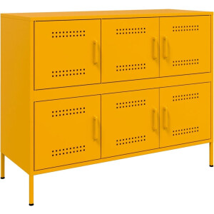 vidaXL - Dressoir - 100,5x39x79 - cm - staal - mosterdgeel