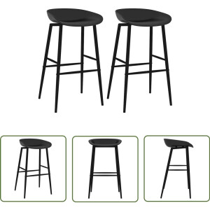 vidaXL Barkrukken - Barstoelen - Barstoelen 2 st zwart - Eetkamerstoelen - Keukenstoelen - Zwarte Stoelen