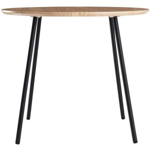 Lisomme Jolijn Ronde Bijzettafel - Houten Blad - Zwarte Metalen Poten - Tafeltje - Scandianvisch - Ø 55 x 45 cm