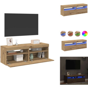 vidaXL Tv-meubel - Tv-kasten -Tv-standaard - Hifi-kast - Tv-meubels met LED 2 st bewerkt hout artisanaal eiken