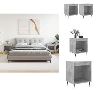 vidaXL Nachtkastje - Nachtkastjes - Bijzettafel - Wandkastje - Nachtkastjes 2 st 40x35x50 cm bewerkt hout betongrijs