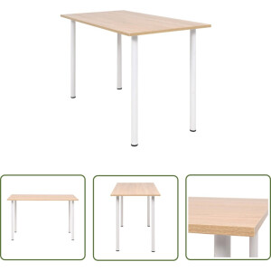 vidaXL Eiken Tafel - Eetkamertafel - Eettafel 120x60x73 cm eikenkleur en wit - Witte Tafel - Modern Tafellamp - Salontafel