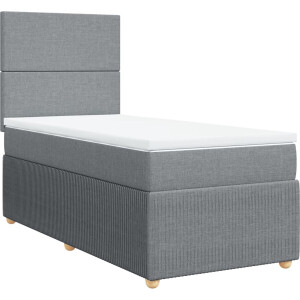 vidaXL - Boxspring - met - matras - stof - lichtgrijs - 100x200 - cm