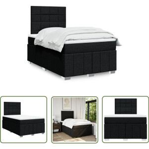 vidaXL Boxspringbed - Boxspring - Boxspring met matras stof zwart 120x200 cm - Matras - Slaapcomfort - Nacht