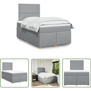 vidaXL Matras - Boxspring - Boxspring met matras stof lichtgrijs 120x200 cm - Bed Frame - Slaapkamer - Liggen