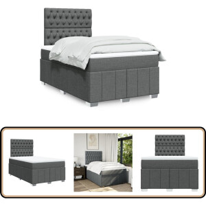 vidaXL Boxspring met matras stof donkergrijs 120x200 cm