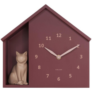 Karlsson Wandklok Sitting Cat - Rood - 24.9x24.9x27cm - Wandklok Modern