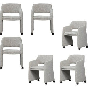 WOOOD Lyric Eetkamerstoelen - Bouclé - Greige - Set van 6