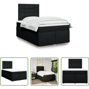 vidaXL Slaapcomfort - Boxspring - Boxspring met matras stof zwart 120x190 cm - Matras - Bed Frame - Hoofdbord