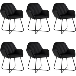 vidaXL - Eetkamerstoelen - 6 - st - fluweel - zwart