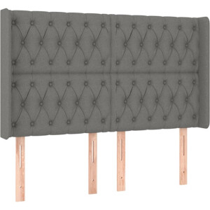 vidaXL - Hoofdbord - met - randen - 147x16x118/128 - cm - stof - donkergrijs