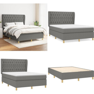 vidaXL Boxspring met matras stof donkergrijs 140x200 cm - Boxspring - Boxsprings - Bed - Slaapmeubel