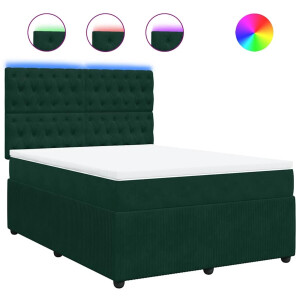 vidaXL - Boxspring - met - matras - fluweel - donkergroen - 160x200 - cm