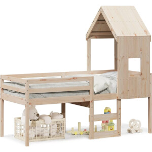 vidaXL - Hoogslaper - met - bedhuis - massief - grenenhout - 80x200 - cm