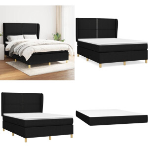 vidaXL Boxspring met matras stof zwart 140x190 cm - Boxspring - Boxsprings - Bed - Slaapmeubel