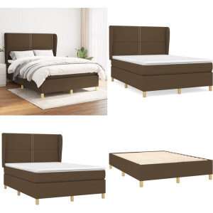vidaXL - Boxspring - met - matras - stof - donkerbruin - 140x190 - cm