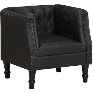 vidaXL - Fauteuil - echt - leer - zwart