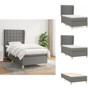 vidaXL Boxspring - Boxsprings - Bed - Slaapmeubel - Boxspring met matras stof donkergrijs 90x190 cm