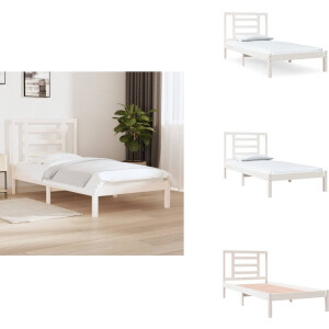 vidaXL Bedframe - Bedframes - Bed - Bedbodem - Bedframe zonder matras massief grenenhout wit 90x200 cm