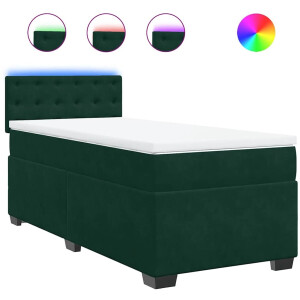 vidaXL - Boxspring - met - matras - fluweel - donkergroen - 90x190 - cm