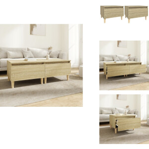 vidaXL Bijzettafel - Bijzettafels - Eindtafel - Salontafel - Bijzettafels 2 st 50x46x35 cm bewerkt hout sonoma eikenkleurig