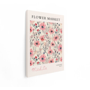 Artaza Canvas Schilderij Bloemenmarkt met Aquarelprint en de Naam Wichita - 30x40 cm - Klein - Wanddecoratie Woonkamer - Schilderijen - Muurdecoratie