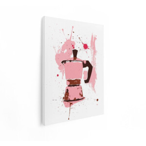 Artaza Canvas Schilderij Koffie - 30x40 cm - Wanddecoratie Keuken Abstract - Muurdecoratie Roze - Schilderijen Op Canvas