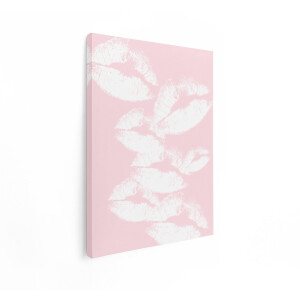 Artaza Canvas Schilderij Lippen - 60x80 cm - Wanddecoratie Roze - Muurdecoratie Liefde - Decoratie Slaapkamer Romantisch